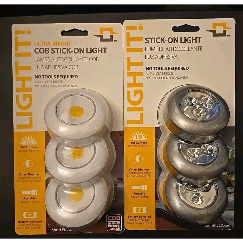 3 Pack Stick-on LED Tap Light. Battery Operated . Ultra-BrIght LED Lot Of 2